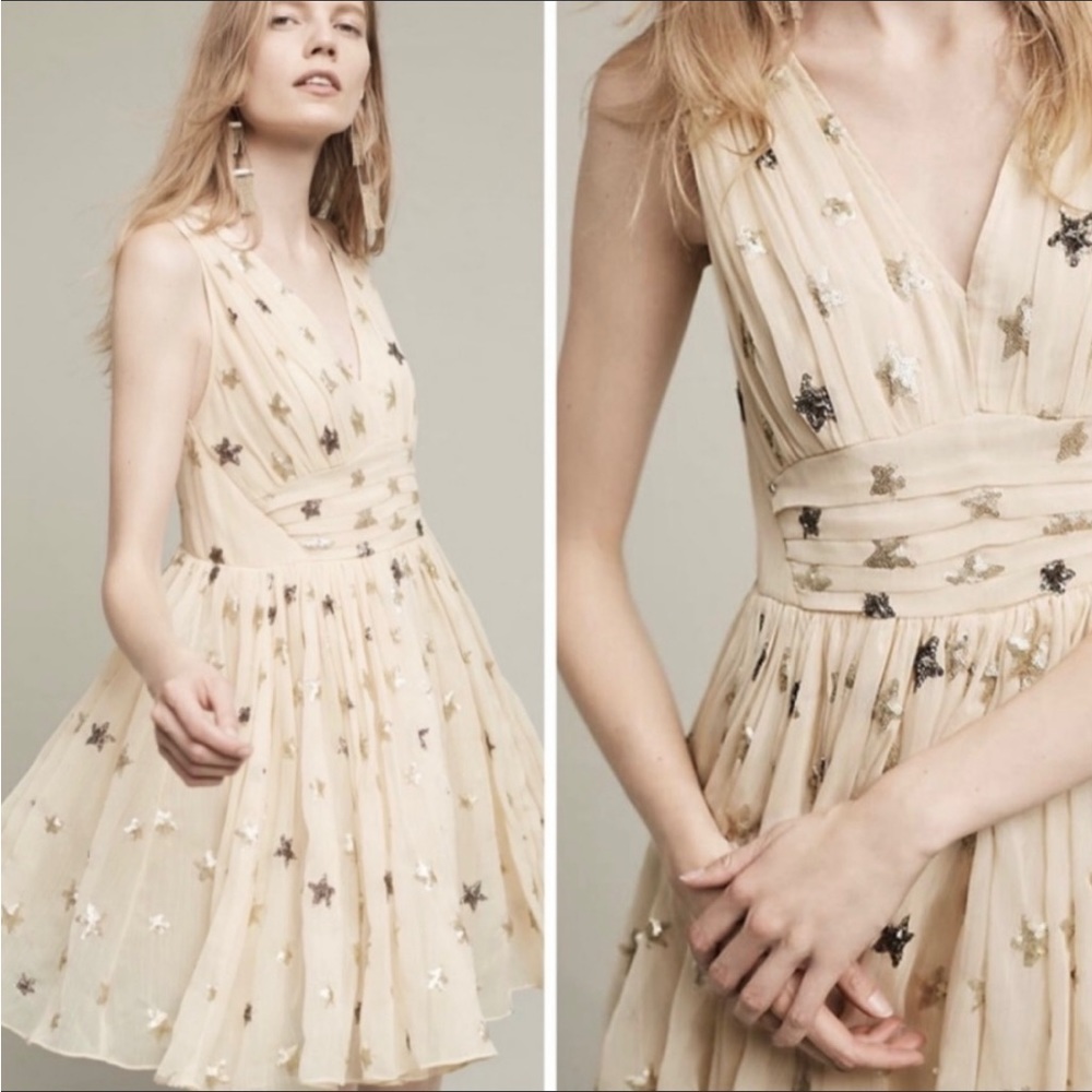 Anthropologie Ranna Gill Star Sequined Dress 8P